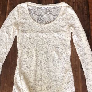 Express Ivory lace stretch top